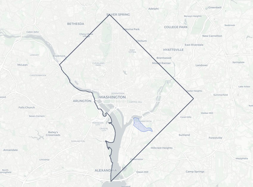 Sheridan highlighted on a map of Washington, DC