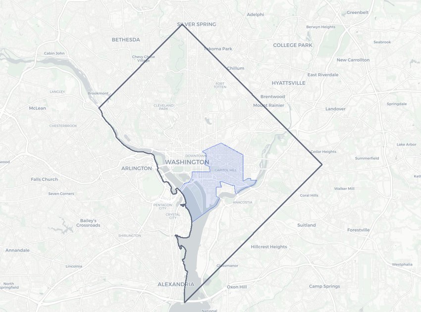 Ward 6 highlighted on a map of Washington, DC